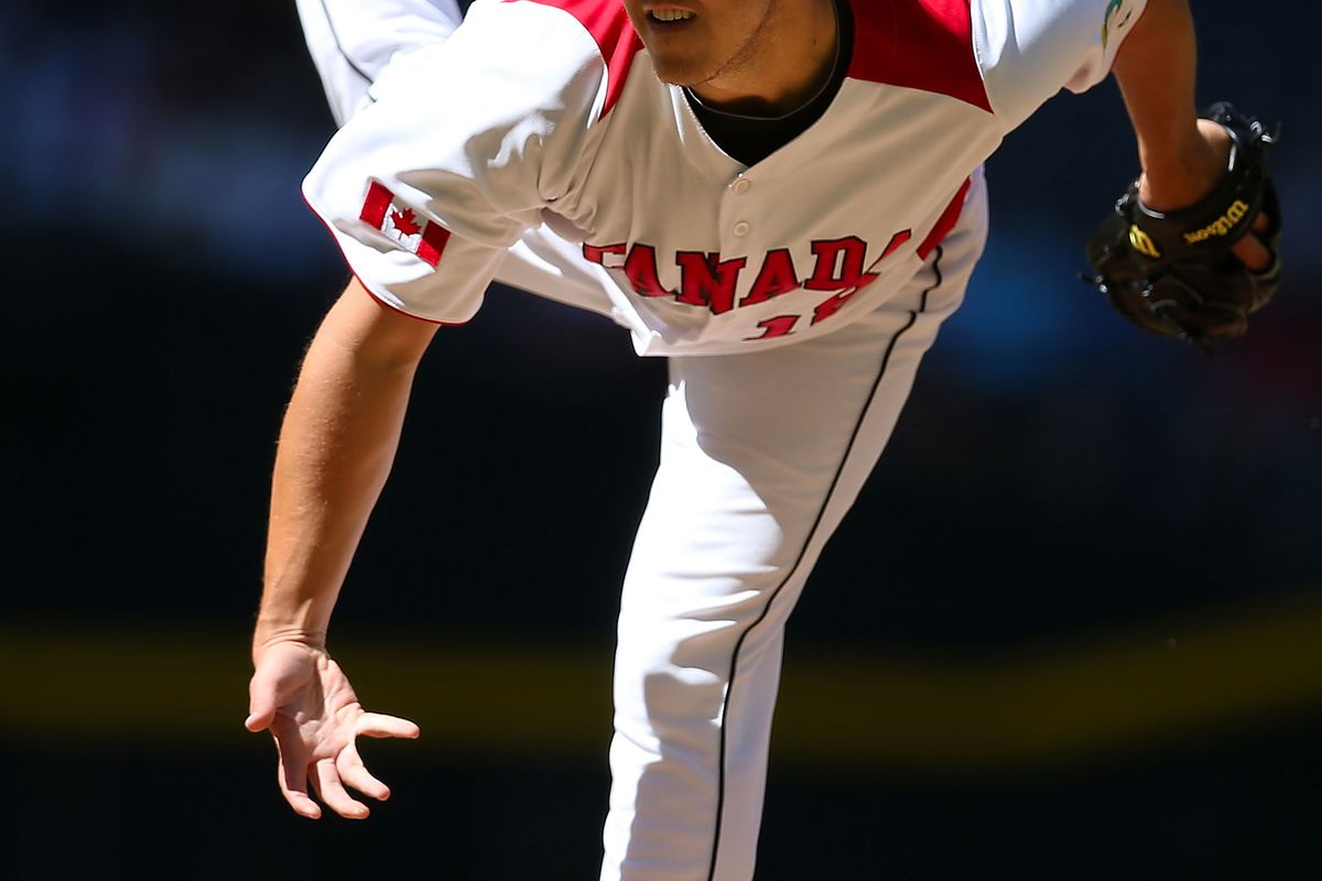 Jameson Taillon pitching for Team Canada