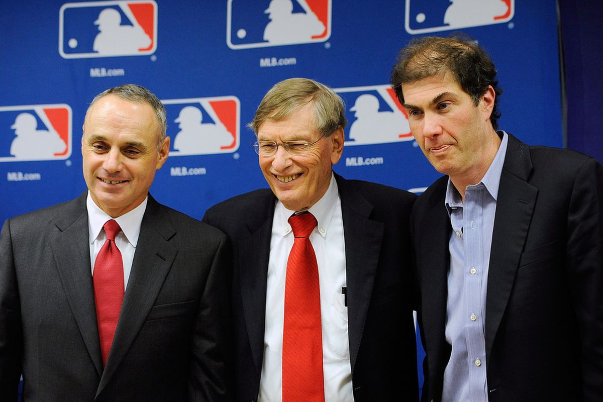 MLB Executive VP Rob Manfred, Commissioner Bud Selig, MLBPA director Michael Weiner (RIP)