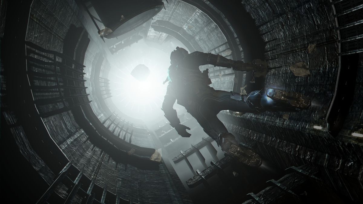 Isaac floats through space in Dead Space 2