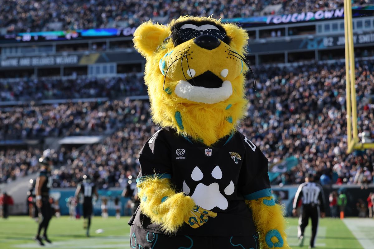 The Jacksonville Jaguars mascot during the game against the Dallas Cowboys at TIAA BANK Stadium on December 18, 2022 in Jacksonville, Florida.