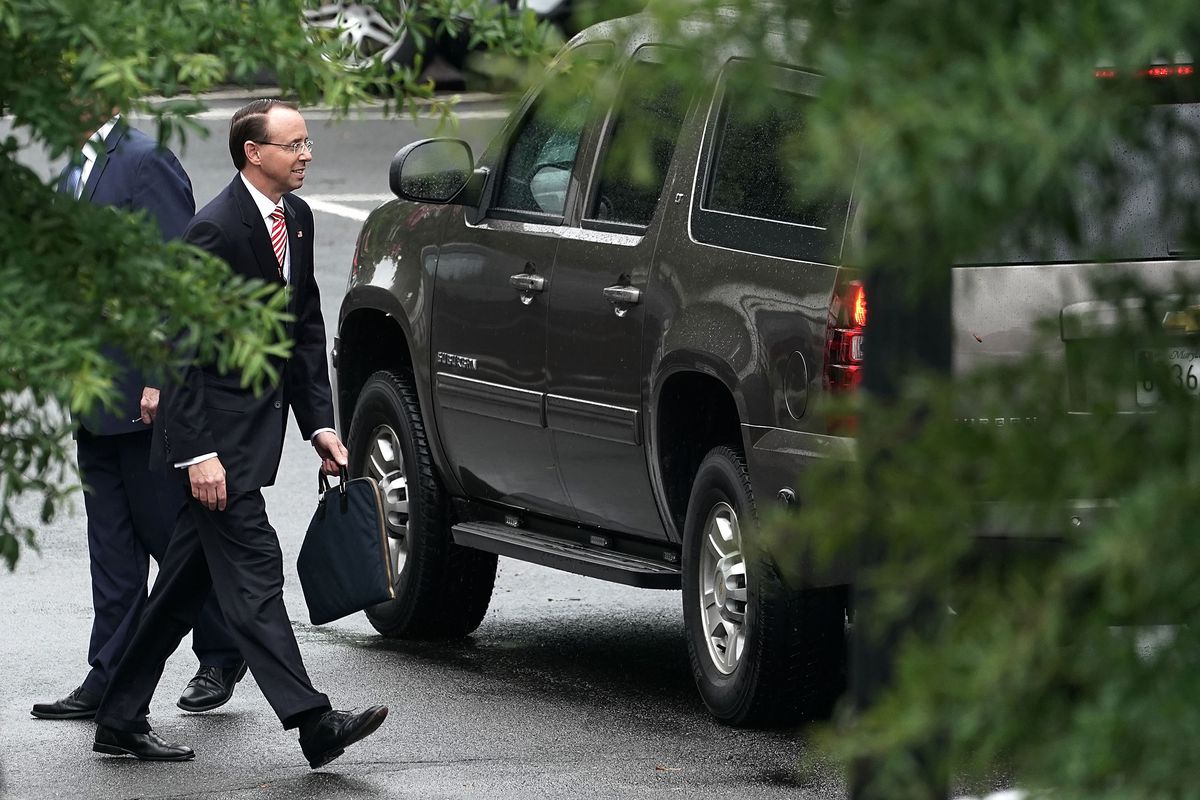 Rod Rosenstein leaves the White House Monday, still deputy attorney general — for now.