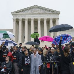Protesters against Judge Brett Kavanaugh gather in front of the Supreme Court on Capitol Hill in Washington, Monday, Sept. 24, 2018. A second allegation of sexual misconduct has emerged against Judge Brett Kavanaugh, a development that has further imperiled his nomination to the Supreme Court, forced the White House and Senate Republicans onto the defensive and fueled calls from Democrats to postpone further action on his confirmation. President Donald Trump is so far standing by his nominee. (AP Photo/Carolyn Kaster)