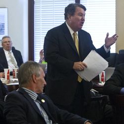 Rep. LaVar Christensen, R-Draper, talks about the possibility of impeaching Attorney General John Swallow in the Utah House Republican caucus room Wednesday June 19, 2013.