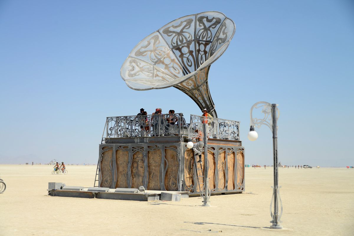 Scene of art sculpture from Burning Man 2017.
