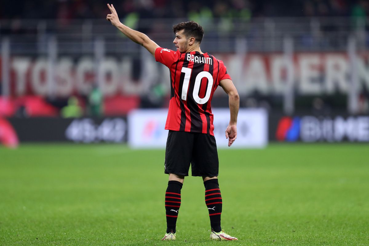 Brahim Diaz of Ac Milan gestures during the Serie A match...