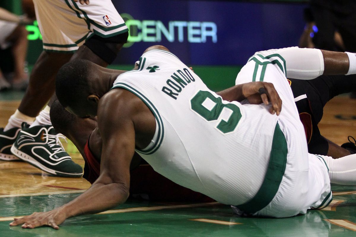 Dwyane Wade's reckless and dangerous behavior caused this gruesome dislocation of Rondo's left elbow on Saturday.