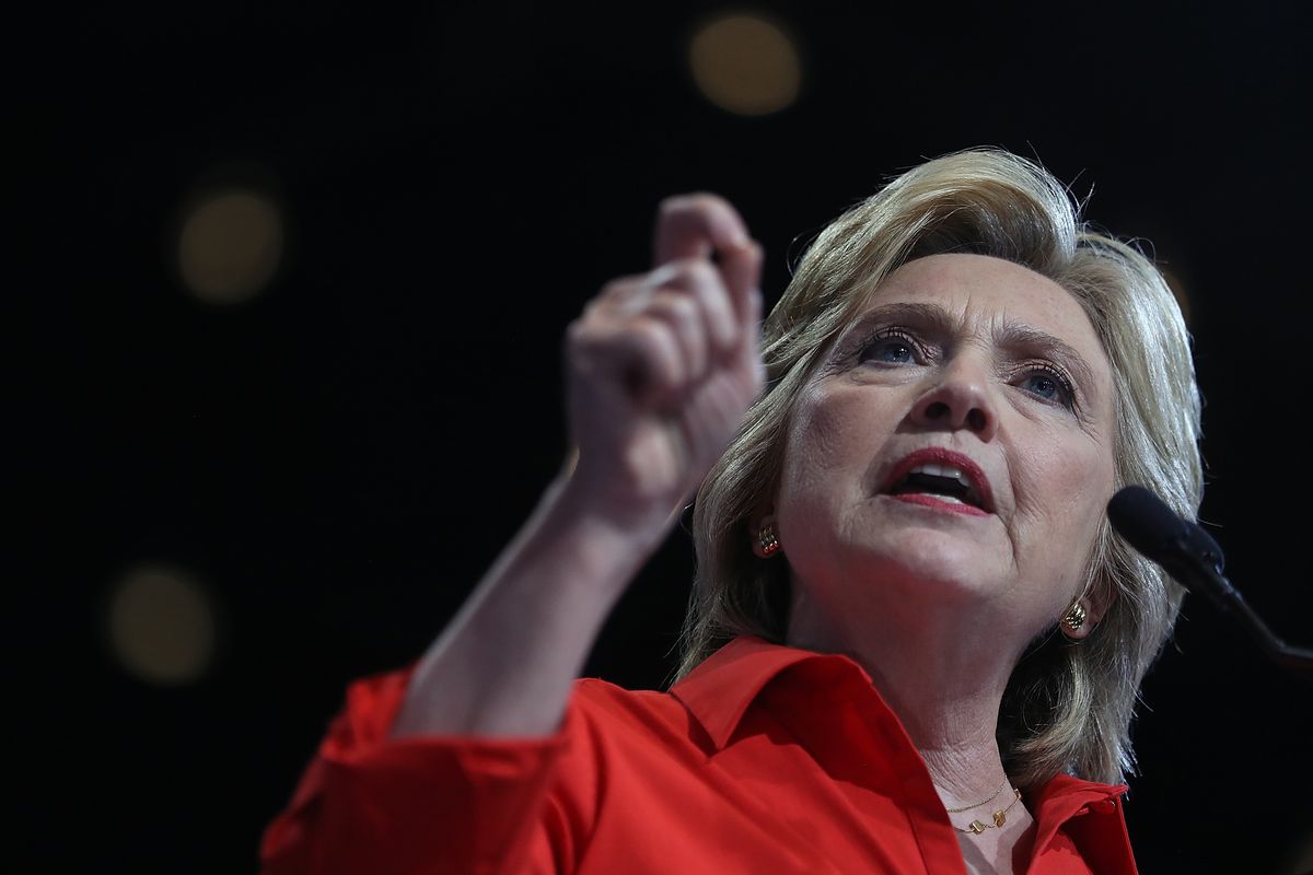 Hillary Clinton And Tim Kaine Take Campaign Bus Tour Through Pennsylvania And Ohio