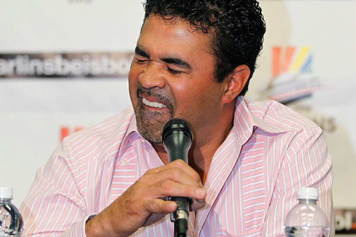 I imagine this was Ozzie Guillen's face when he heard Mitchell Lichtman's interview on Clubhouse Confidential. This is not the right response.  (Photo by Mike Ehrmann/Getty Images)