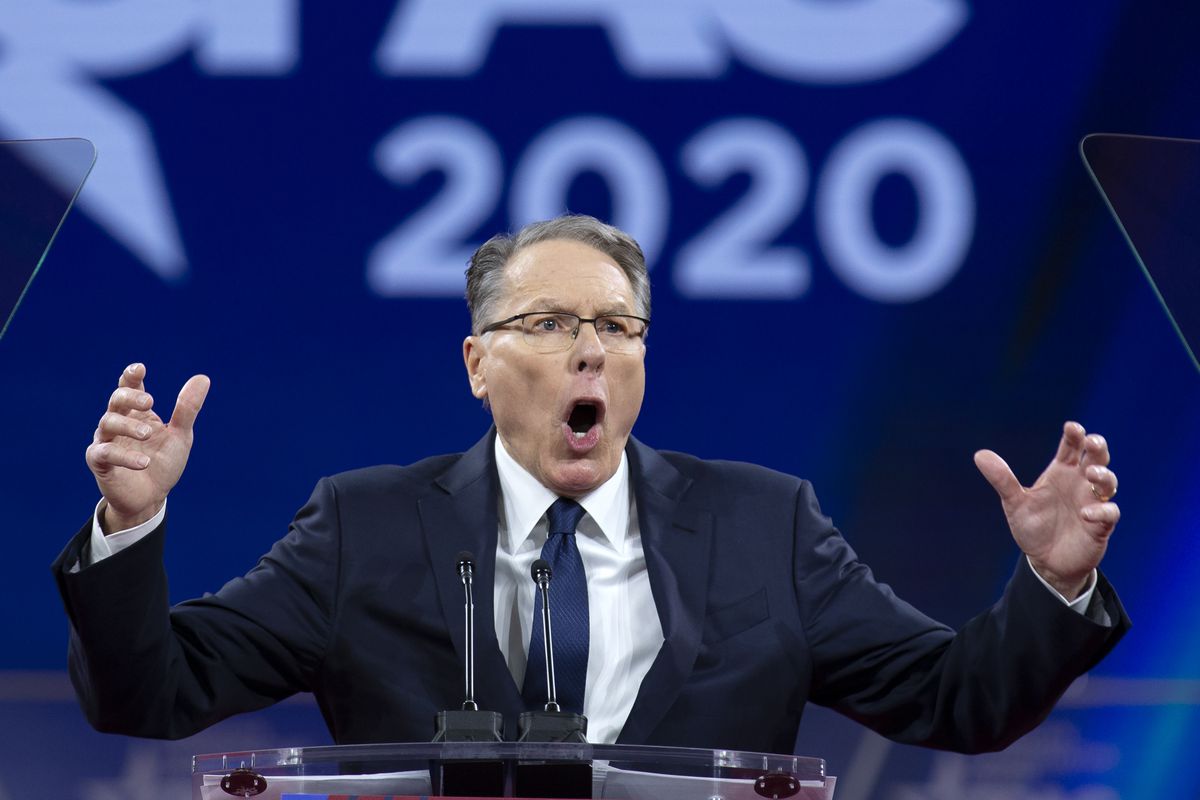 In this Feb. 29, 2020, file photo, National Rifle Association Executive Vice President and CEO Wayne LaPierre speaks at Conservative Political Action Conference, CPAC 2020, at the National Harbor, in Oxon Hill, Md. 