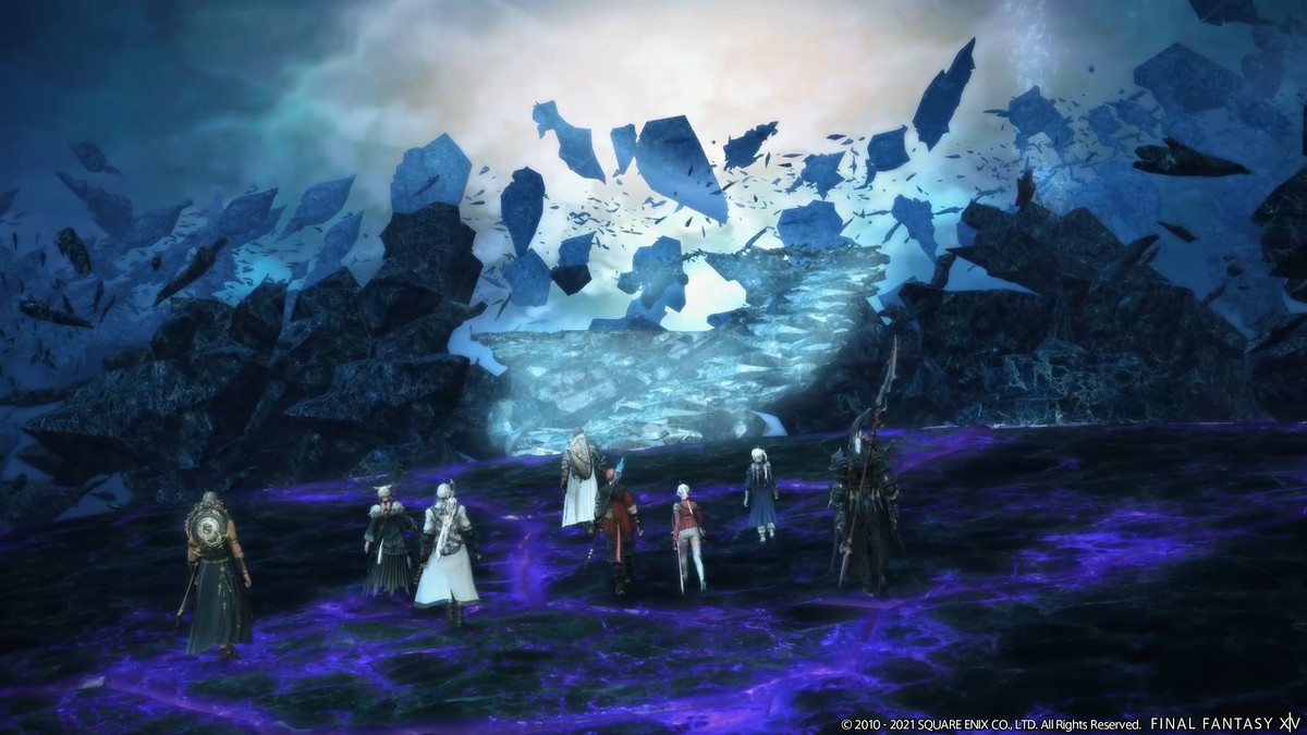 Fotograma de varios personajes de Final Fantasy 14: tráiler de lanzamiento de Endwalker