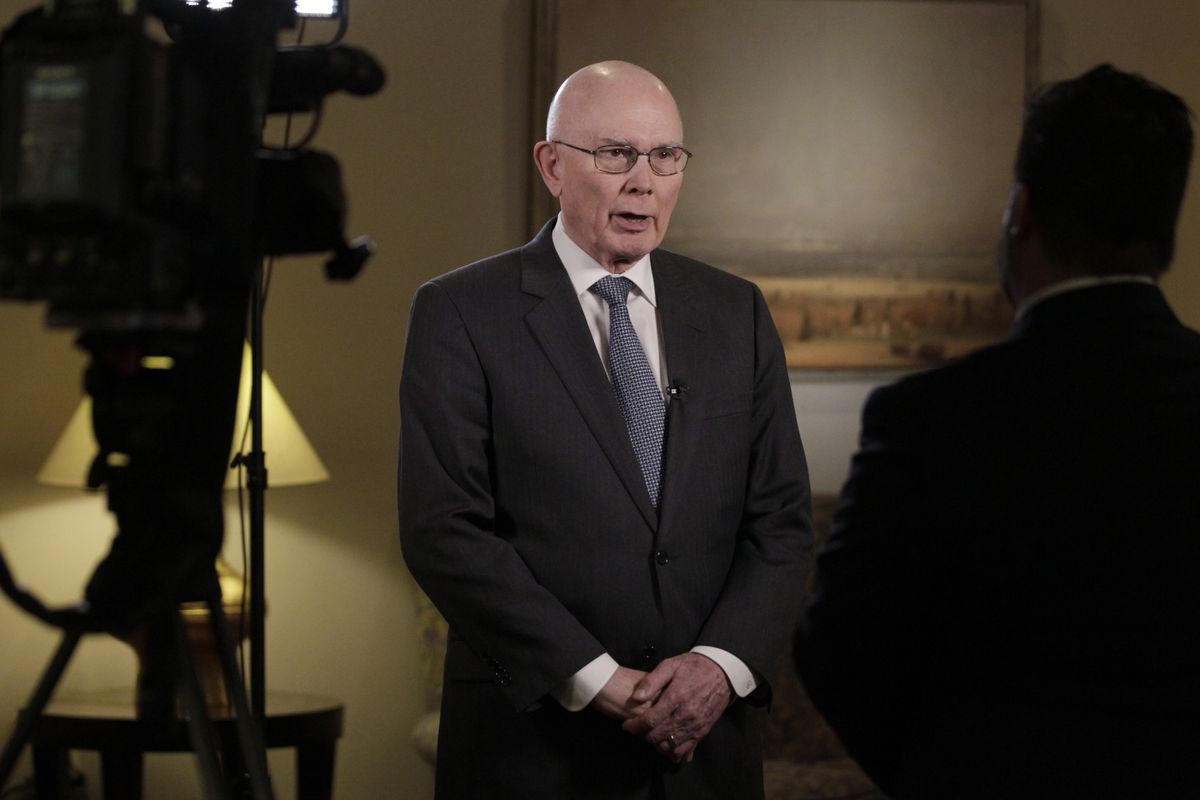 Mormon Apostle Dallin Oaks gives an interview after the January 27 announcement in favor of non-discrimination protections.