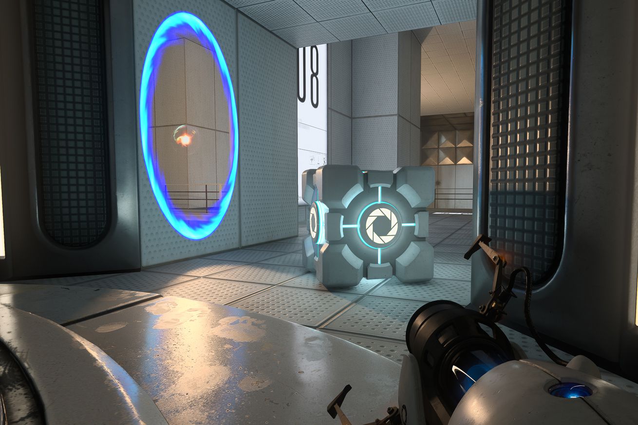 Valve’s Portal game shown with new ray-traced graphics made in collaboration with Nvidia.