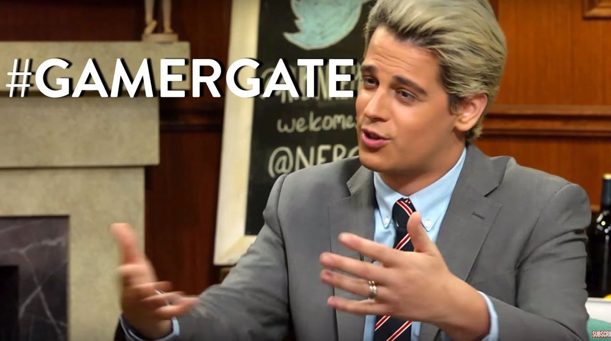 Milo Yiannopoulos with #GamerGate hashtag for emphasis.