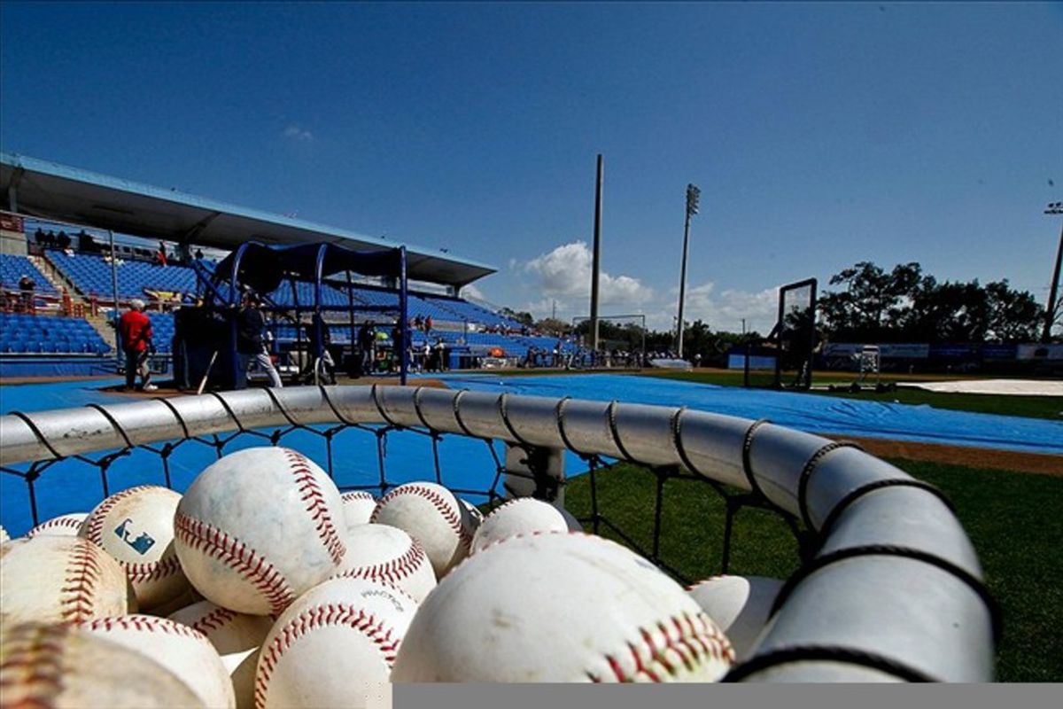 March 8, 2011; Dunedin, FL, USA; A general view during batting practice for the New York Yankees before a spring training game against the Toronto Blue Jays at Florida Auto Exchange Stadium. Mandatory Credit: Derick E. Hingle-US PRESSWIRE