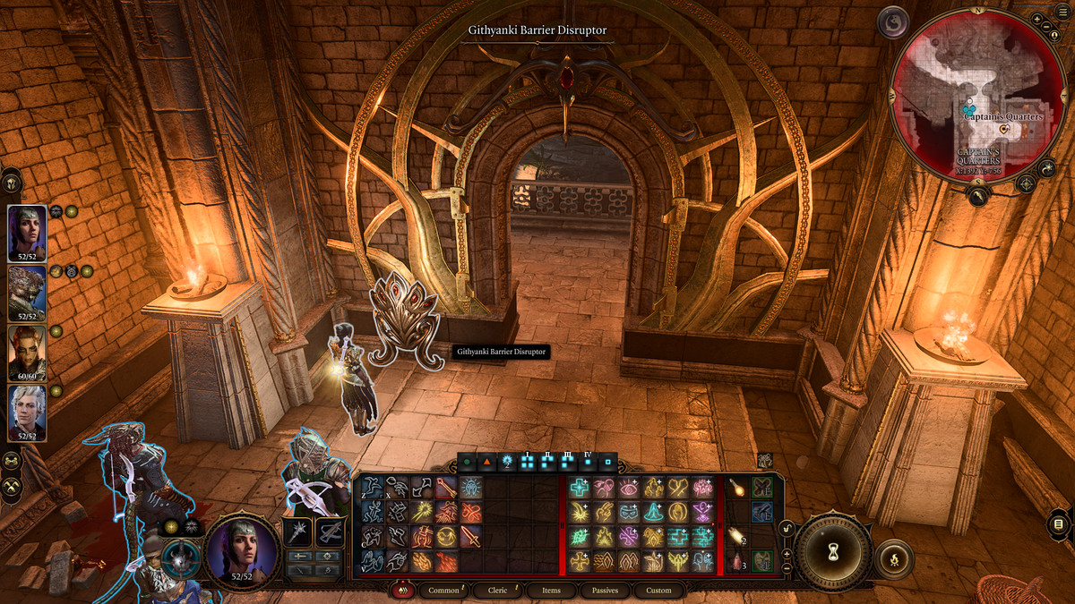 Baldur’s Gate 3 using the Githyanki Barrier Disruptor to deactivate the forcefield in the Captain’s Quarters