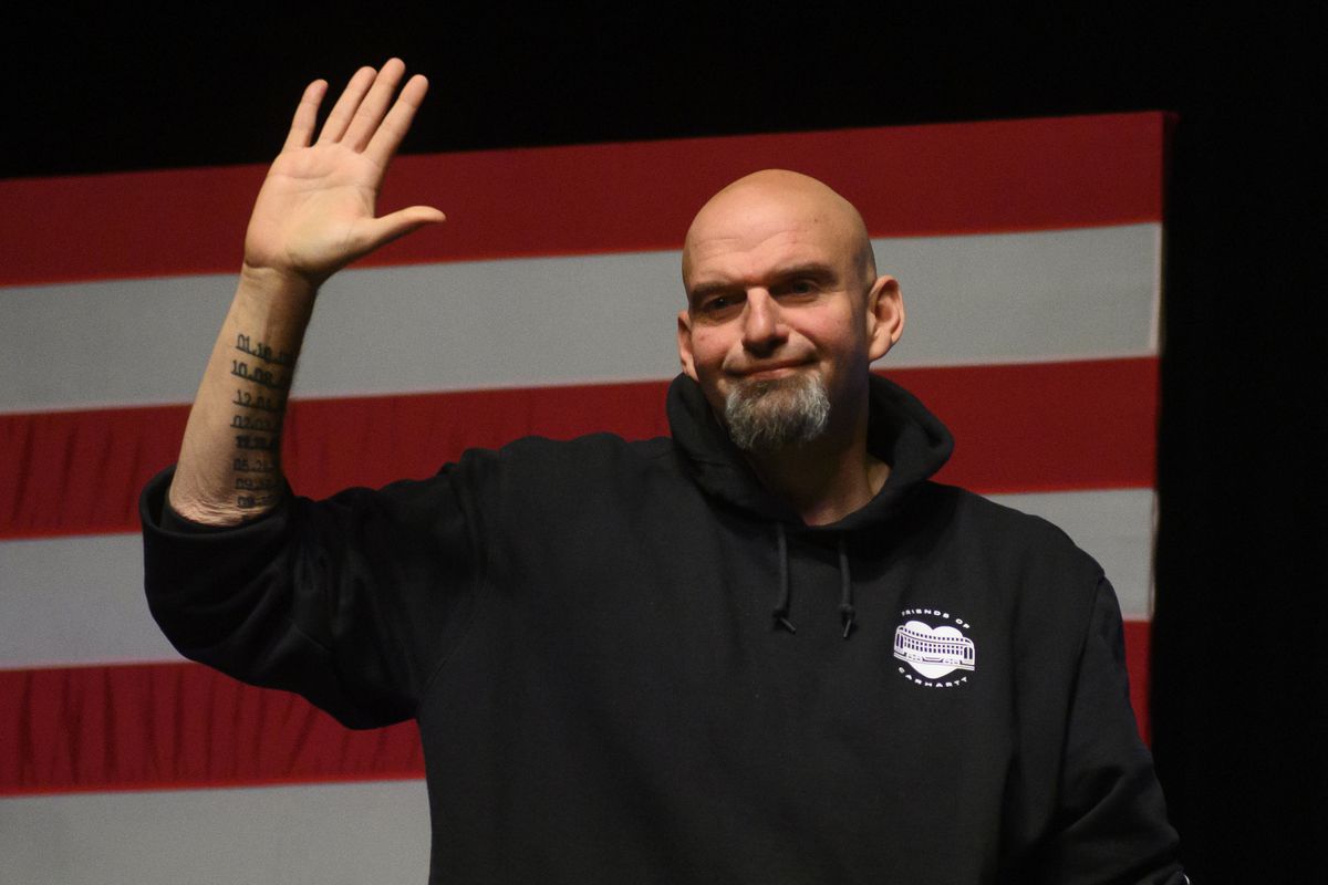 Democratic Senate candidate John Fetterman arrives for an election night party at StageAE on November 9, 2022 in Pittsburgh, Pennsylvania. Fetterman defeated Republican Senate candidate Dr. Mehmet Oz.