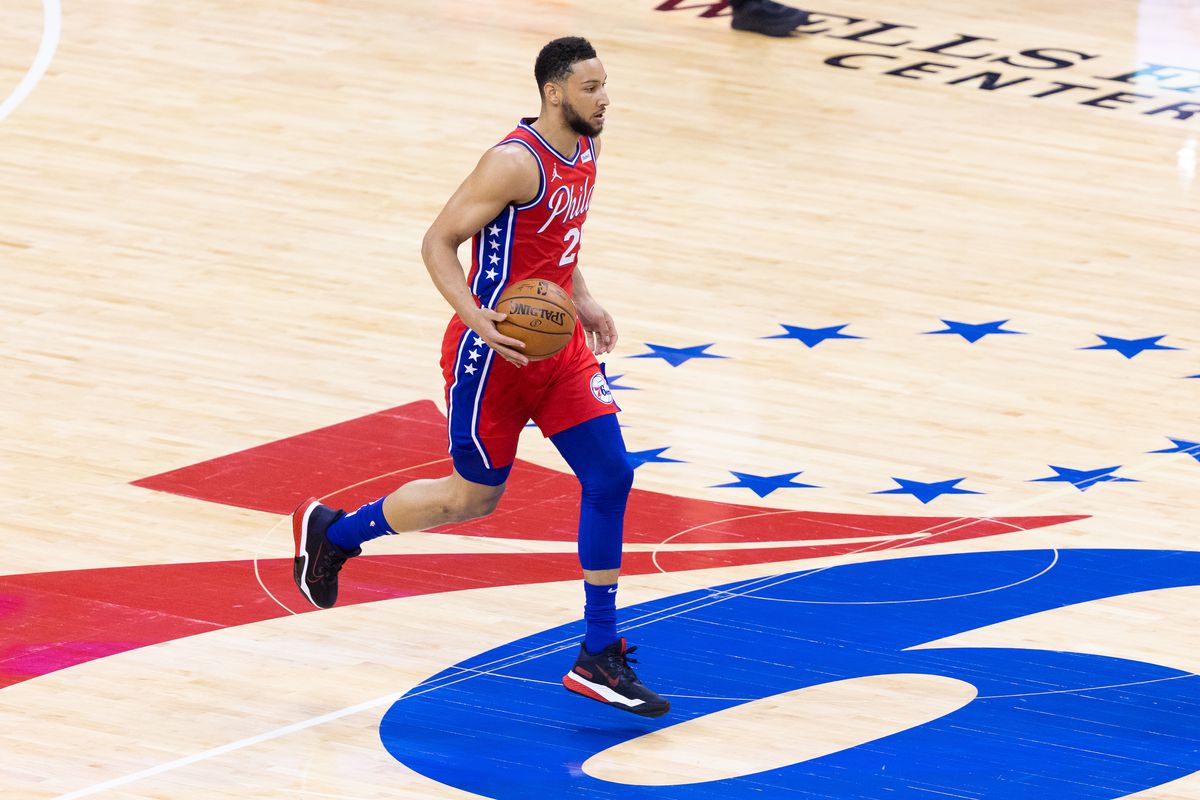 Philadelphia 76ers guard Ben Simmons dribbles the ball against the Orlando Magic during the first quarter at Wells Fargo Center.
