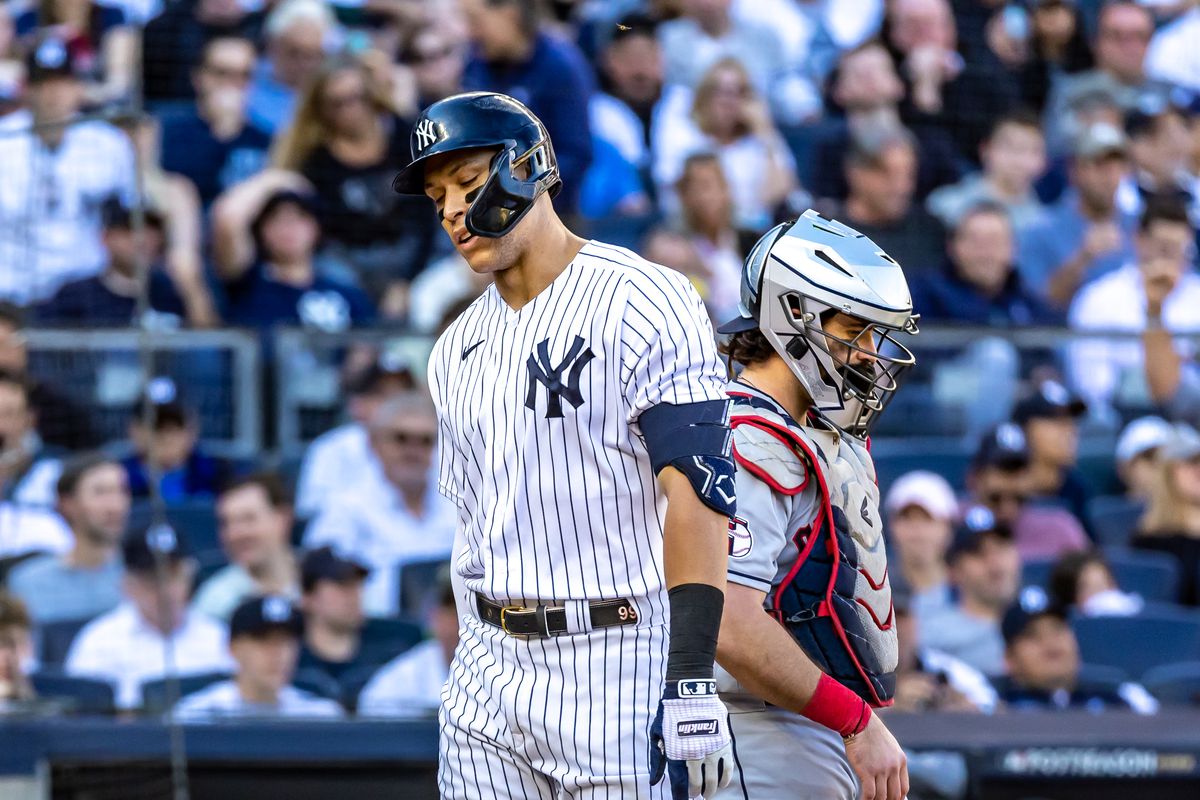 New York Yankees Aaron Judge reacts to umpire’s calls at Yankee Stadium