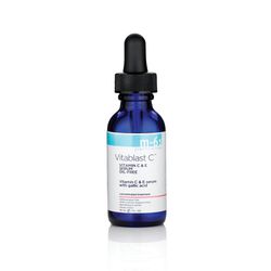 M-61 Vitablast C Serum, <a href="http://www.bluemercury.com//dullness/m-61-vitablast-c.asp">$92</a> for 1 fluid ounce.   "This is a high dose of antioxidant C and E in a quick dry serum. It is both hydrating and brightening, so it can be used instead of n