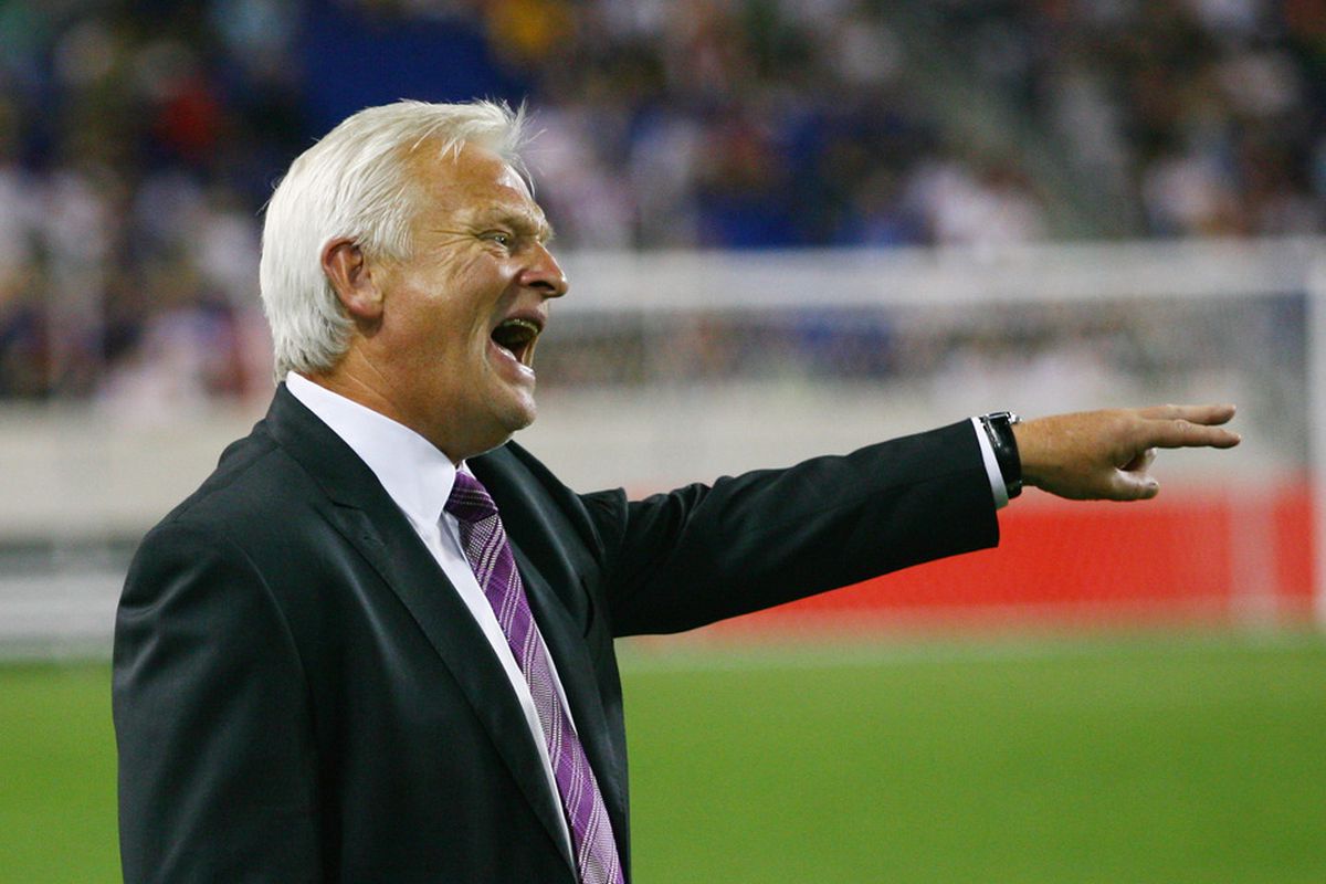 Head coach Hans Backe of the New York Red Bulls. (Photo by Andy Marlin/Getty Images)