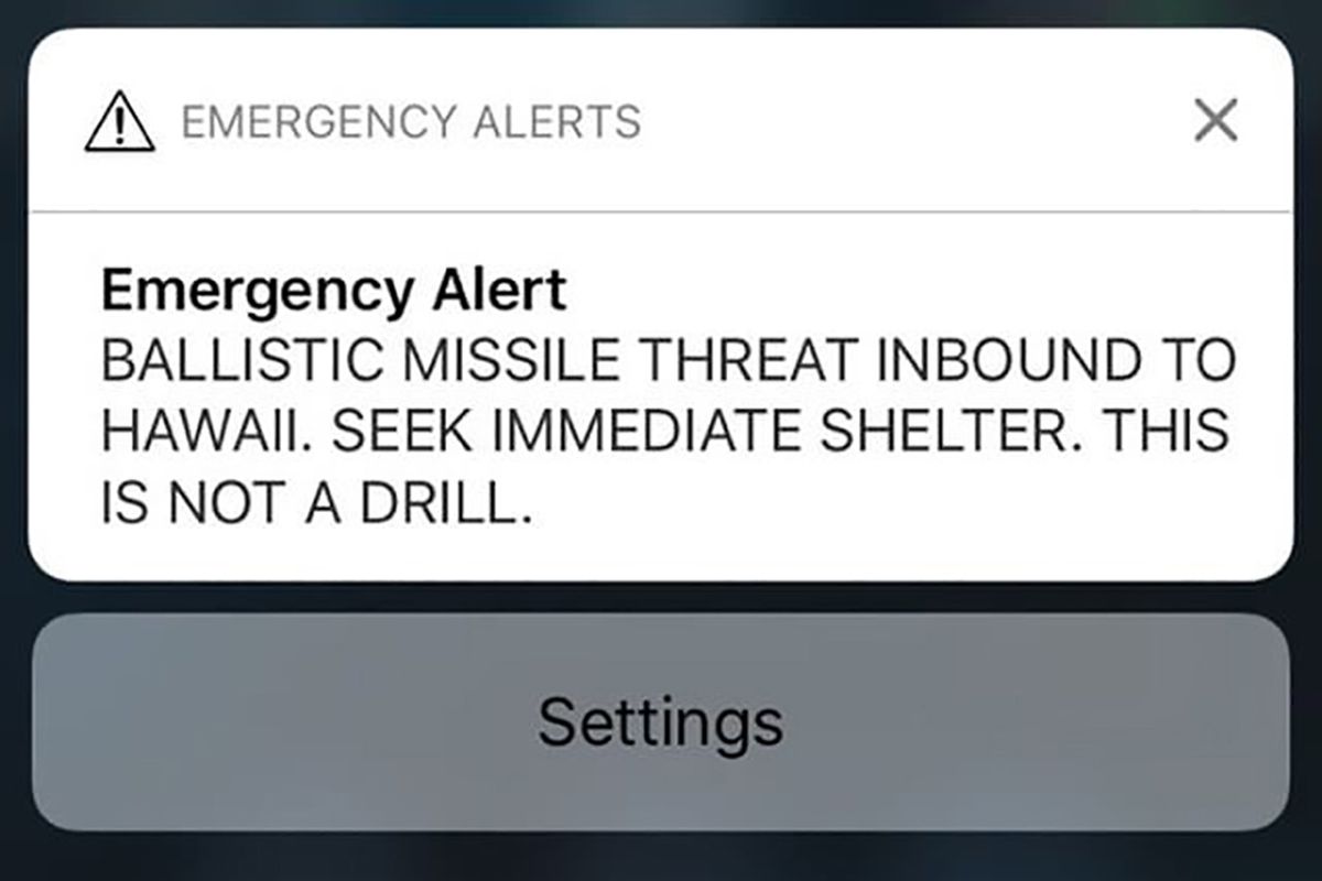 False alarm emergency alert for Hawaii.