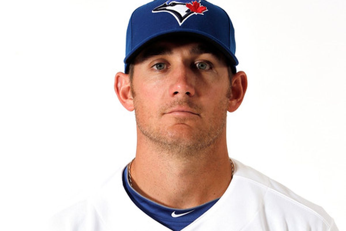 Pictured in 2012 with Toronto, Jeff Mathis had a huge night on Thursday on a rehab assignment with Double-A Jacksonville. 