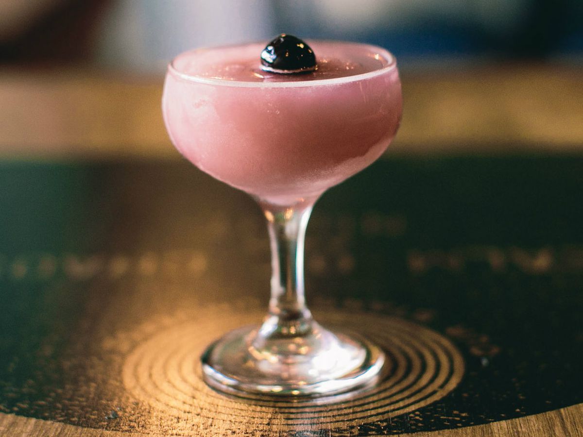 A pink cocktail.