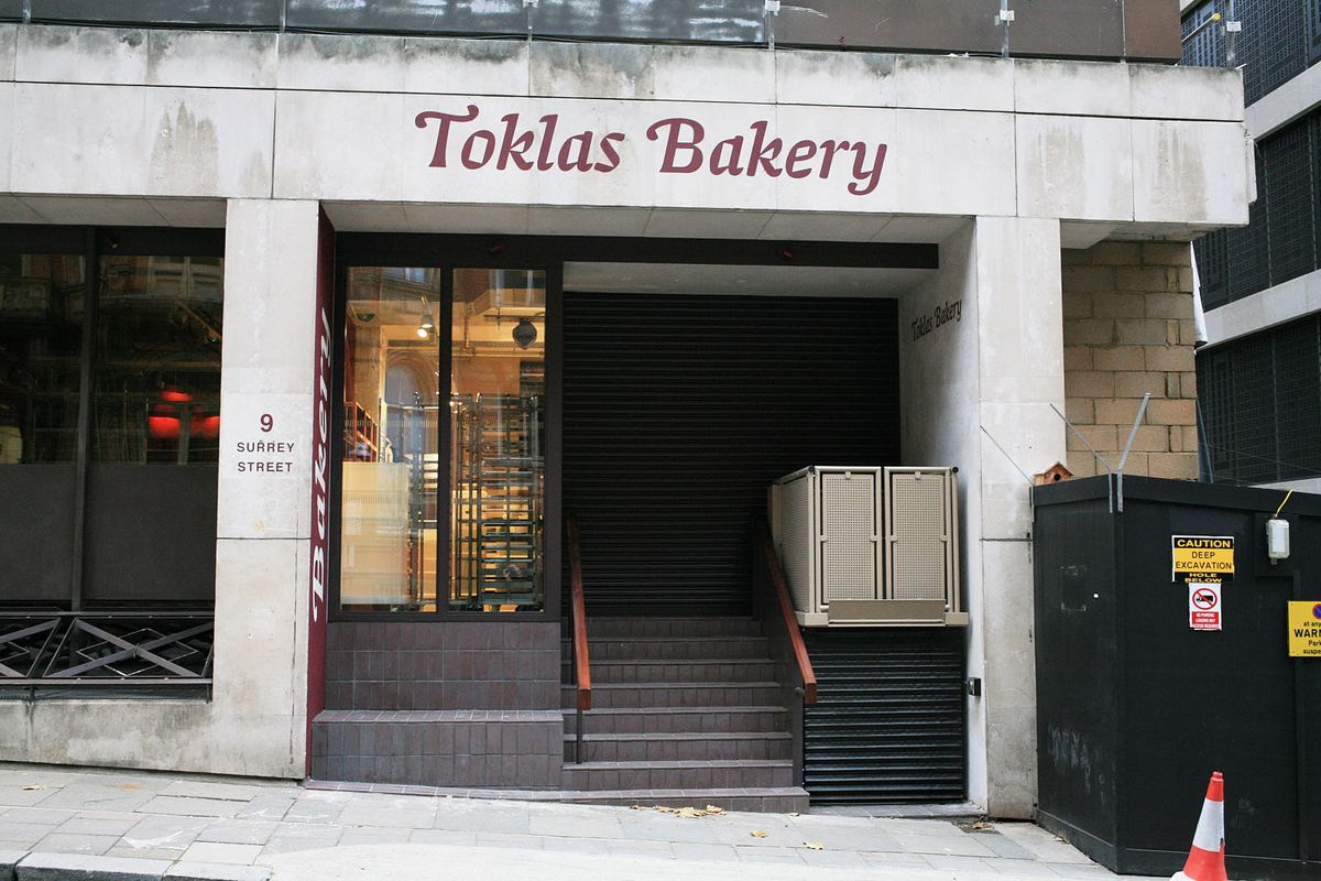 The storefront of Toklas Bakery on Surrey Street in central London looks deserted