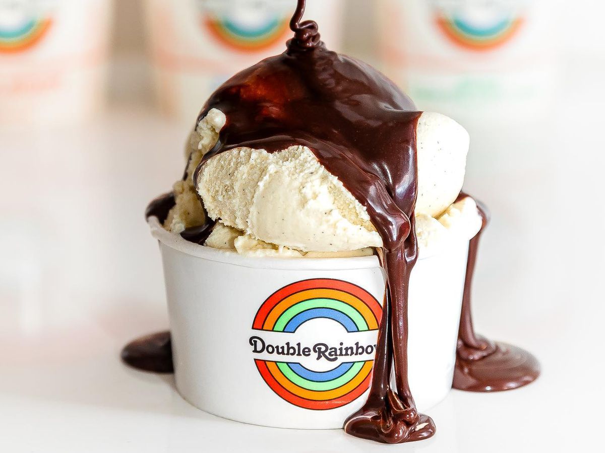 Ice cream with hot fudge at Double Rainbow