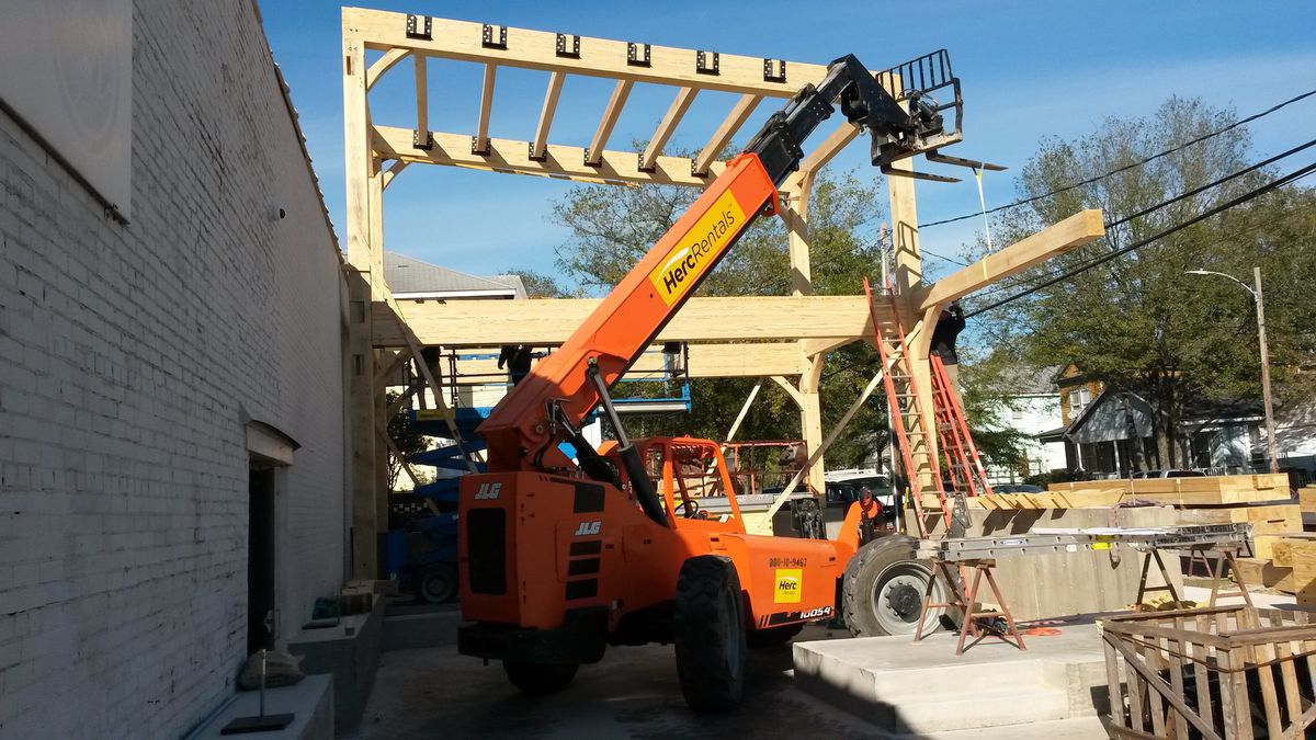 A fork lift on a construction site