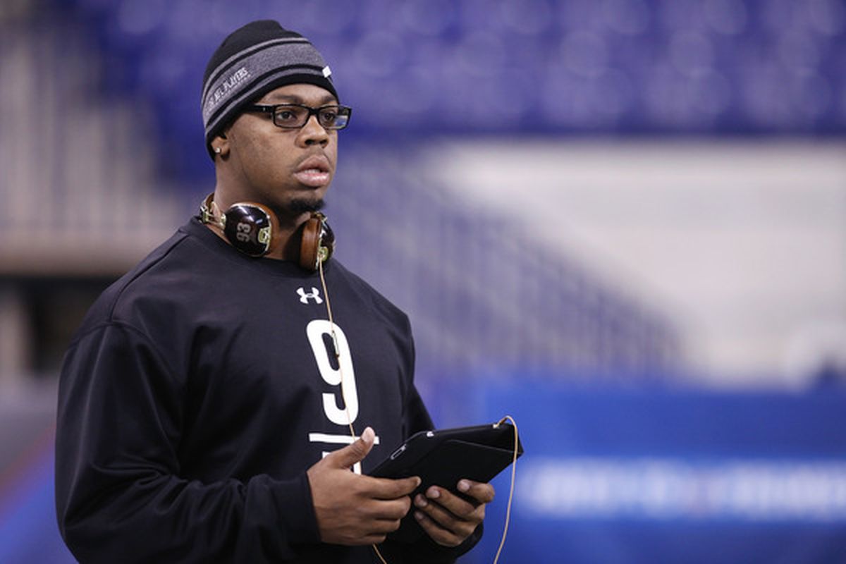 INDIANAPOLIS, IN - FEBRUARY 28: Defensive lineman Da'Quan Bowers of Clemson looks on during the 2011 NFL Scouting Combine at Lucas Oil Stadium on February 28, 2011 in Indianapolis, Indiana. (Photo by Joe Robbins/Getty Images)