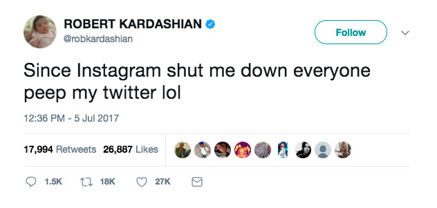 Kardashian announces he is moving his images to Twitter.