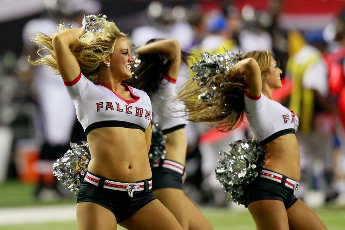 ATLANTA, GA - SEPTEMBER 01:  The Atlanta Falcons cheerleaders perform during the game against the Baltimore Ravens at Georgia Dome on September 1, 2011 in Atlanta, Georgia.  (Photo by Kevin C. Cox/Getty Images)