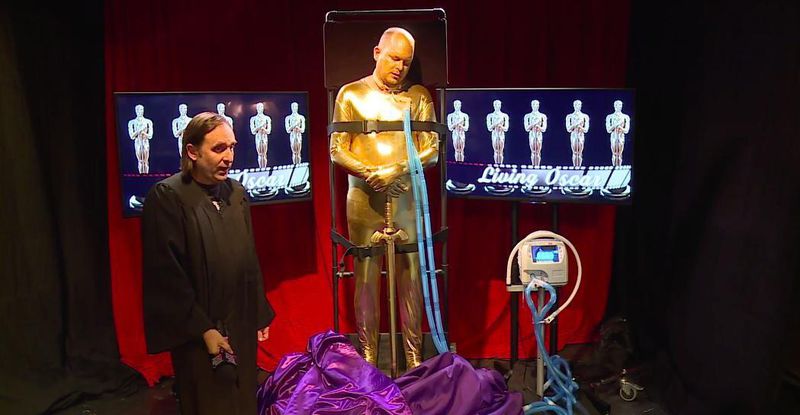 Mark Proksh as “The Living Oscar” during an On Cinema Oscar Special