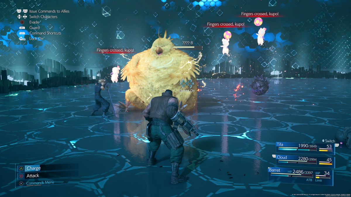 Barrett faces off against the Fat Chocobo in the Final Fantasy 7 Remake