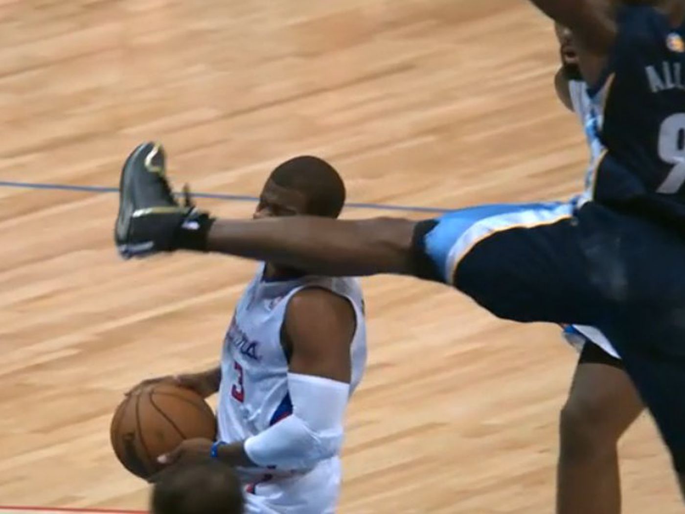 How does Tony Allen's face kick on Chris Paul compare to that of