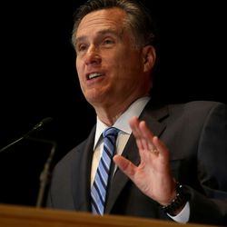 Former governor of Massachusetts Mitt Romney addresses the Hinckley Institute of Politics on the state of the 2016 presidential race at the University of Utah in Salt Lake City on Thursday, March 3,  2016.