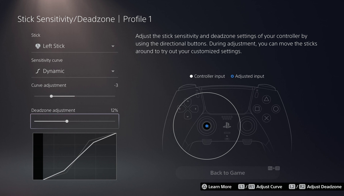 A screenshot of the menu shows some of the ways you can tweak the DualSense Edge controller