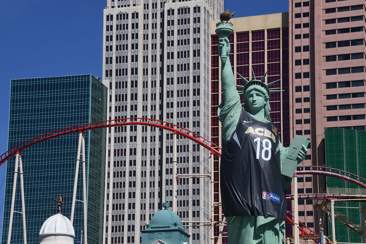 New York-New York Hotel &amp; Casino Celebrates Inaugural Las Vegas Aces Season With Jersey On Lady Liberty