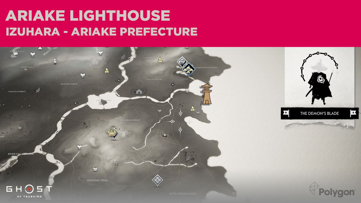 The lighthouse location in Ariake in Ghost of Tsushima