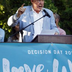 Utah state Sen. Jim Dabakis, D-Salt Lake City, speaks during a rally celebrating the Supreme Court's decision to legalize same-sex marriage at City Creek park in Salt Lake City on Friday, June 26, 2015.