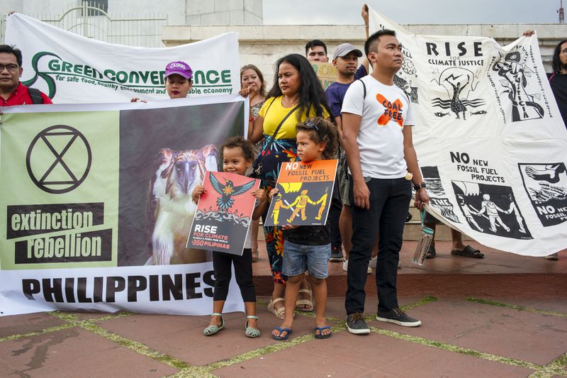 Environmentalists gather on climate issues in Quezon city, Philippines, on March 15, 2019.