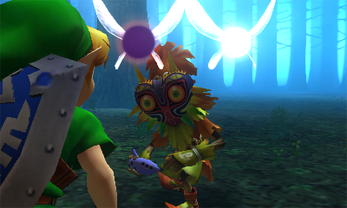 A screenshot of Link and Skull Kid from The Legend of Zelda: Majora’s Mask.
