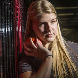 Amarissa Hawker, pictured Friday, Jan. 16, 2015, at Herriman High School, is a track athlete who was diagnosed with diabetes and then turned to cutting because she was depressed.