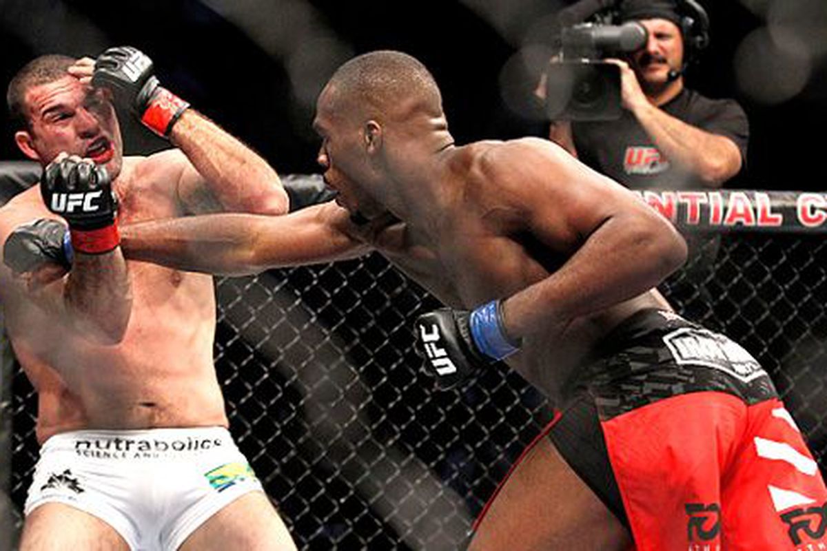 Jon Jones def. Mauricio Rua via TKO (Punches and Knees), photo via Ed Mulholland for ESPN.com