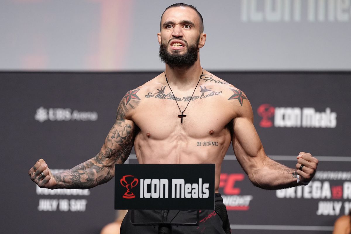 Shane Burgos during the ceremonial weigh-ins for UFC Long Island in July 2022. 