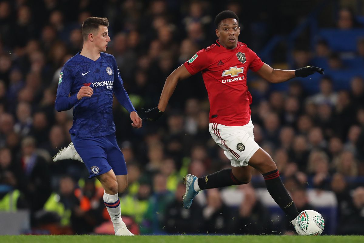Mason Mount of Chelsea and Anthony Martial of Manchester...