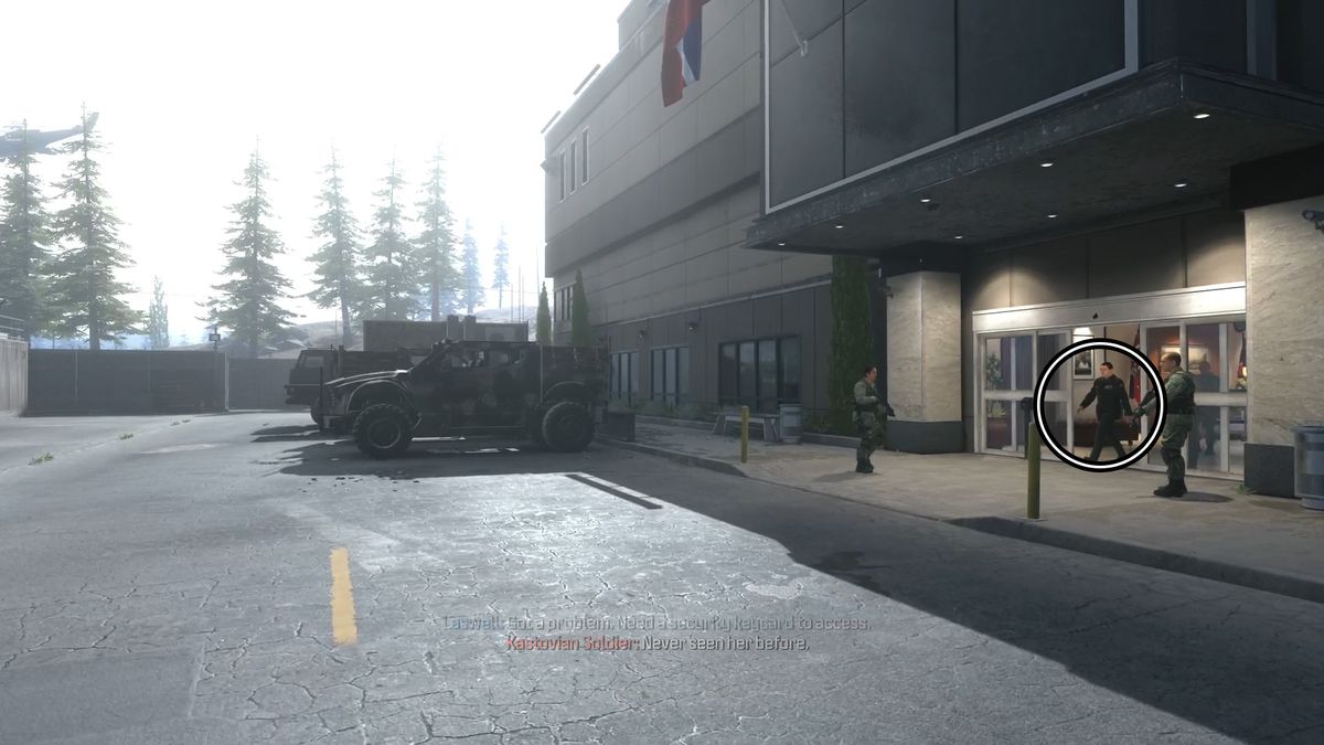 A soldier walks into a building while getting the Back in the Field achievement in MW3.