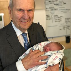 President Russell M. Nelson with a great-grandchild.