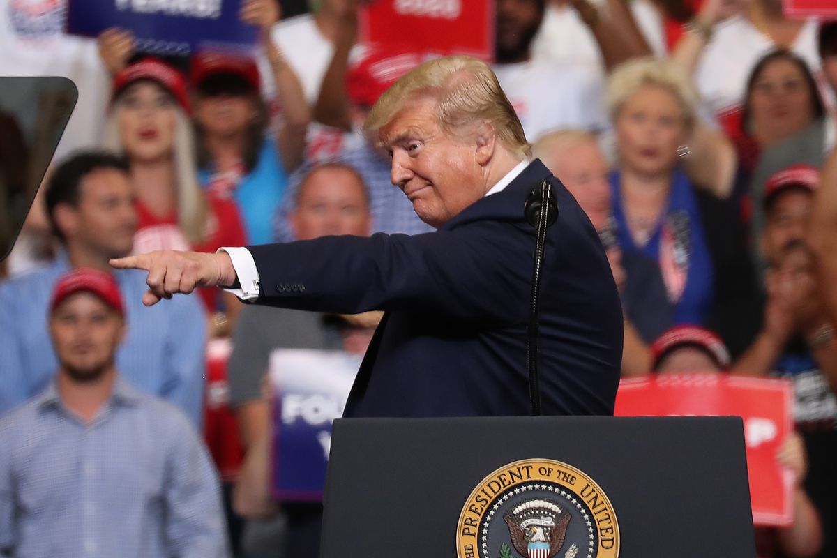 President Donald Trump announces his candidacy for a second presidential term at the Amway Center on June 18, 2019 in Orlando, Florida